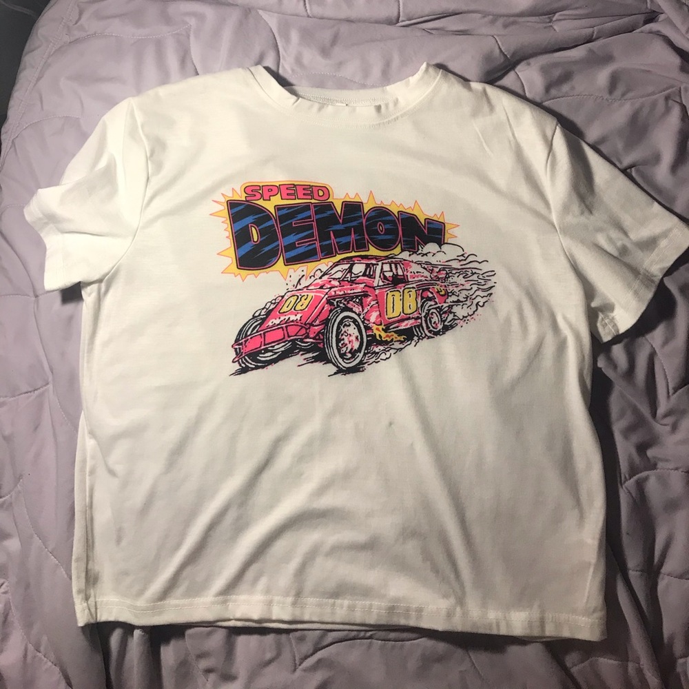 speed demon graphic cropped shirt